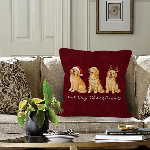 Christmas Golden Retriever Throw Pillow Covers 18x18 Home Decor - color: Golden Retriever