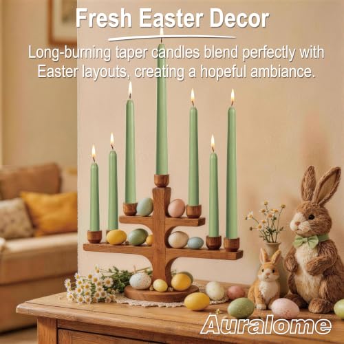 Sage Green Taper Candles - 10 Inch Dripless Smokeless Candlesticks 12 Pack Unscented Tapered Candle Paraffin Wax Long Slow Burning Tall Candle Sticks for Dinner St. Patrick's Day - color: 12-sage green, size: 12 Pcs