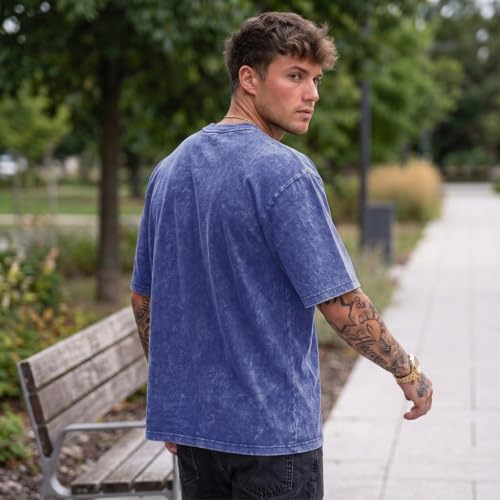 Wrenpies Christian Jesus Shirts for Men God Faith Religious Tshirt Cross Bible Verse Tops Acid Wash Oversized Graphic Tees - color: Blue, size: 3X-Large