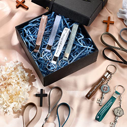 Sureio 36 Pcs Inspirational Christian Gift Silicone Keychain Bulk Religious Bible Verse Church Gift for Women Men Grandparent - color: Colorful