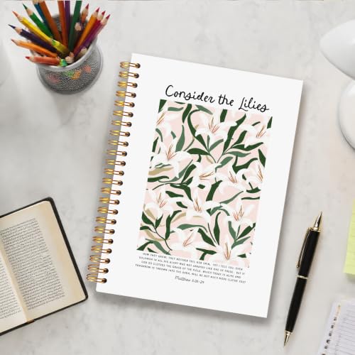 Consider the Lilies Christian Notebook for Women 5.5x8.3 - color: Lilies
