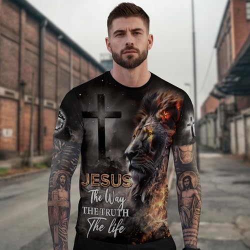 Jesus The Way The Truth and The Life Shirt, Religious Shirt for Men - color: Ds01, size: 5X-Large