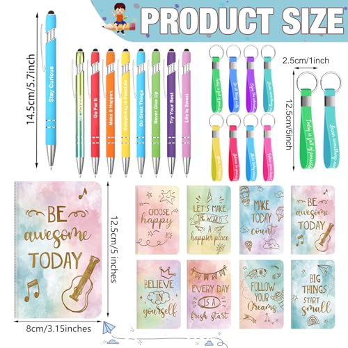 PerKoop 48 Pcs Inspirational Gifts Bulk Motivational Employee Notepads Ballpoint Pens Keychains Set for Staff Coworker Appreciation Gifts for Teachers Nurse Women Office Party Favor Supplies - style: Watercolor