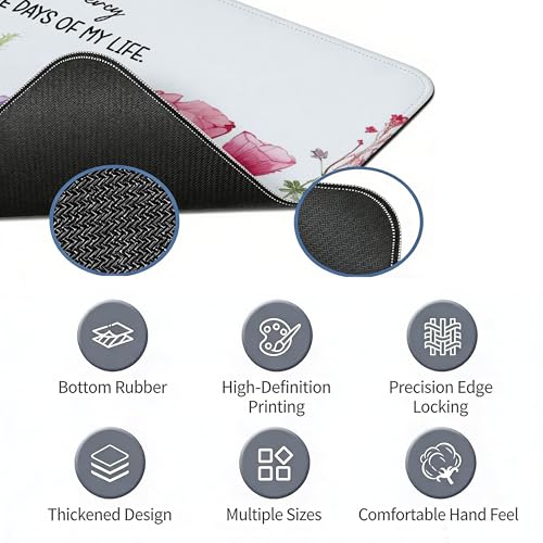 Flroal Christian Desk Mat, Bible Verses Large Mouse Pad 31.5x11.8 - color: Christian Surely Goodness and Mercy, size: 31.5L x 11.8W inches