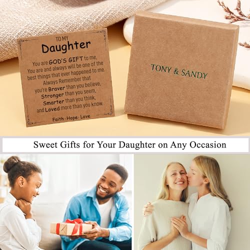 TONY & SANDY Christian Gifts for Women, Religious Cross Bracelet Faith Jewelry, Confirmation Baptism Christmas Birthday Gifts for Women, Unique Gifts for Teens Girls Kids Adults - style: Daughter
