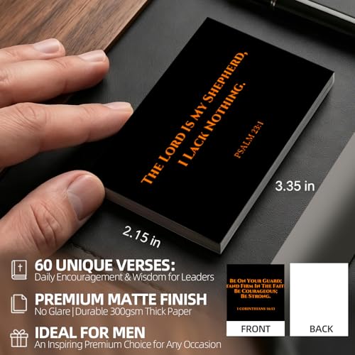 60PCS Bible Verse Cards for Men, 2.15"x3.35" Inspirational Scripture Cards with Metal Tin Box, 300GSM Black & Copper Christian Prayer Cards, Mini Religious Gift Cards for Encouragement, Faith,