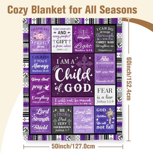 Aimego Christian Gifts for Women Blanket Religious Prayer Blankets for Women Girls I Am a Child of God Blanket Birthday Inspirational Catholic Spiritual Gifts Faith Based Gift for Girl(50X60 Inch) - color: Christian, size: 50x60 Inch