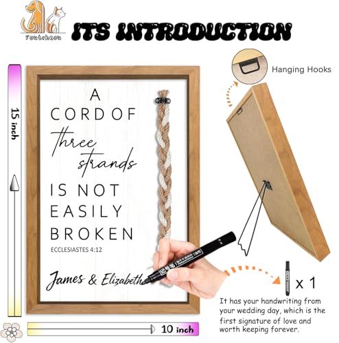 A Cord of Three Strands Wedding Ceremony Sign 15"x10" Natural - color: Natural-WeddingCordSign, size: 15X10Inches