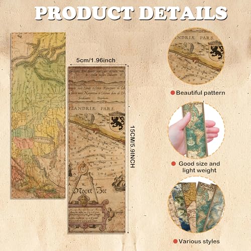 100 Pcs Vintage Map Bookmarks Bulk, Geography Map Paper Bookmarks for Men Women, Old World Bookmark Set Gifts for Book Lovers Students History Lovers Travel Scrapbooking - color: Vintage Map