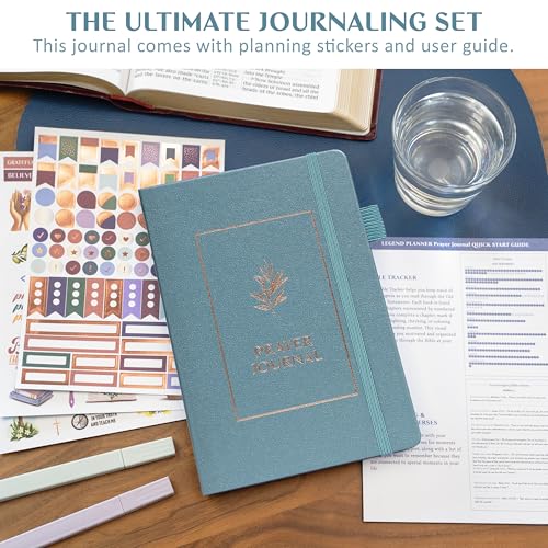 Legend Prayer Journal for Women, Daily Christian Bible Prompts, Aquamarine - color: Aquamarine (Gold foil)