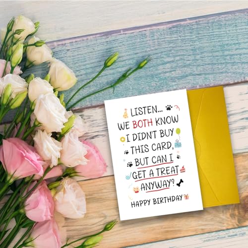 Funny Birthday Card from Dog, Humorous Happy Birthday Card for Dog Mom Dad Dogs Lover, Funny Treat Please Bday Cards from the Dogs. - color: #4