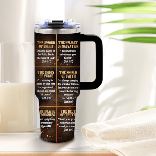 DUUV Armor of God Tumbler 40oz, Insulated Christian Cup Gift for Man Women - color: Armor Of God