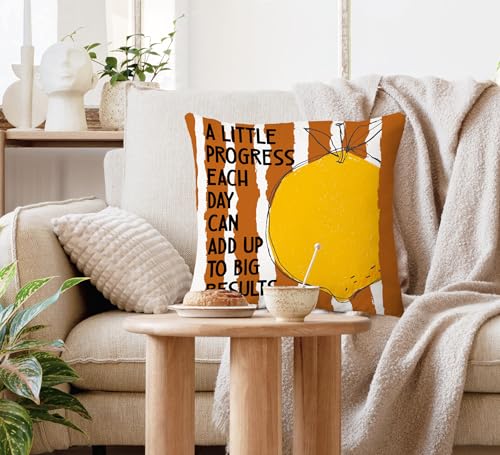 Voatok Inspirational Lemon Pillow Covers 18x18, Inspirational Gifts for Women Men, Motivational Lemon Fruit Decorative Throw Pillow Covers Pillowcases Decorations for Home Bedroom Sofa Bed Couch Decor - color: Lemon-1