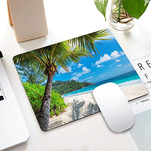 Sandy Beach with Palm and Turquoise sea Mouse Pad Non-Slip Rubber Base Gaming MousePads for Computers Laptop Office, Computer Mouse Pad for Wireless Mouse, 9.5"x7.9"x0.12" Inch(240mm x 200mm x 3mm) - color: TSP217