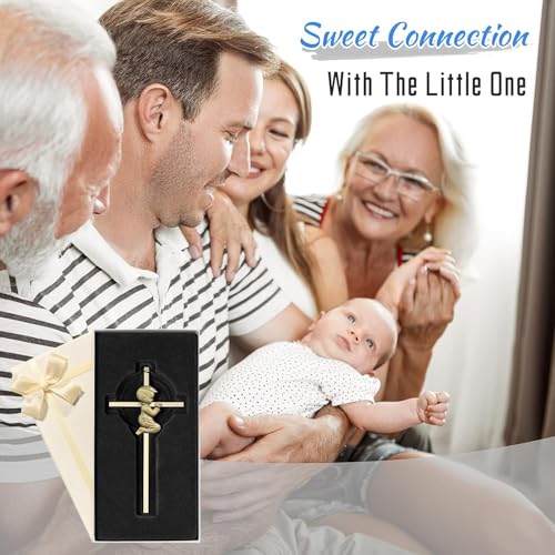Tryuunion Baby Wall Cross Baptism and Christening Gifts for Boys, 6-inch Olive Golden Blessing Catholic Boy Baptism Crosses for First Holy Communion, and Dedication Baptismal Gifts from Godparents - color: Olive Gold Boy-6 in