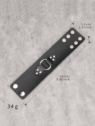 GelConnie Punk Leather Cuff Bracelet Adjustable Straps Wrap Bracelets Arm Armor Cuff Gothic Leather Wristbands for Men, Women - color: MLPB105-Black