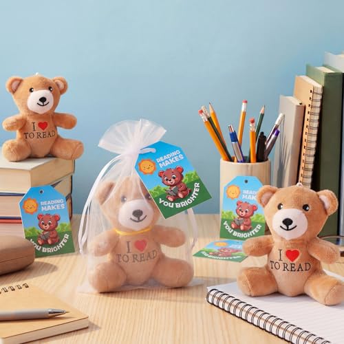 Silipull 12 Pcs I Love to Read Stuffed Bears Reading Rewards Gifts - style: I Love to Read