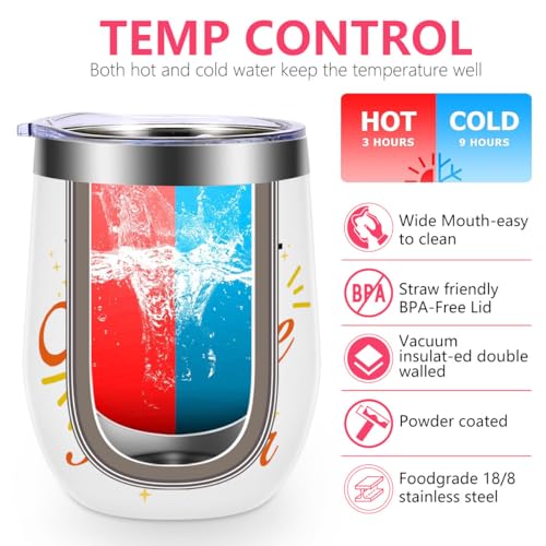 12 oz Insulated Wine Tumbler with Lid Inspirational Gifts for Women - color: Reminders