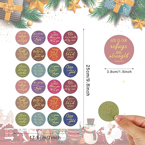 AnyDesign 600Pcs Christian Bible Verse Stickers 12 Styles Gold Foil Jesus Faith Stickers Inspirational Scripture Quotes Decals for Envelope Sealing Christmas 1.5 Inch - style: Boho Style