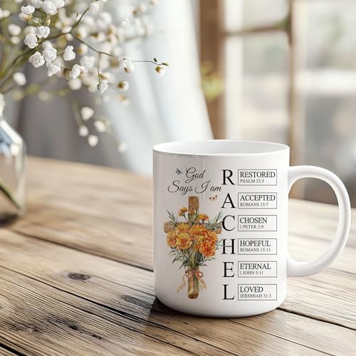 Personalized God Says I Am Mug - Custom Bible Verse Birth Flower 11oz 15oz - Cross Christian Coffee Mug - Religious Gifts for Women - color: GOD-IAM-M7