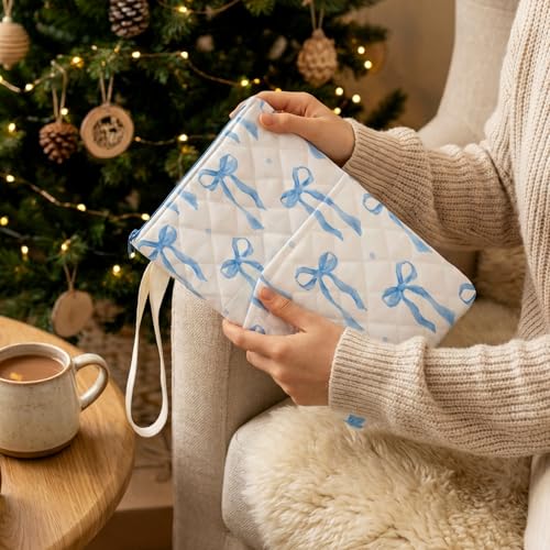 Gilprop Bible Book Sleeve 11" x 9" Blue Bow Quilted Zippered - style: Blue Bow