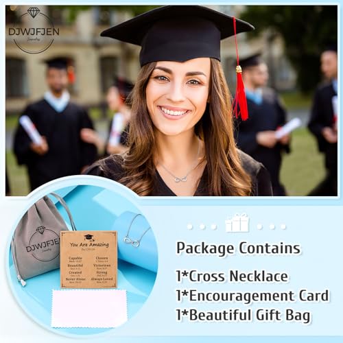 Christian Graduation Gifts for Girls, Infinity Cross Necklace with Scripture Card - style: You Are Amazing&Graduate