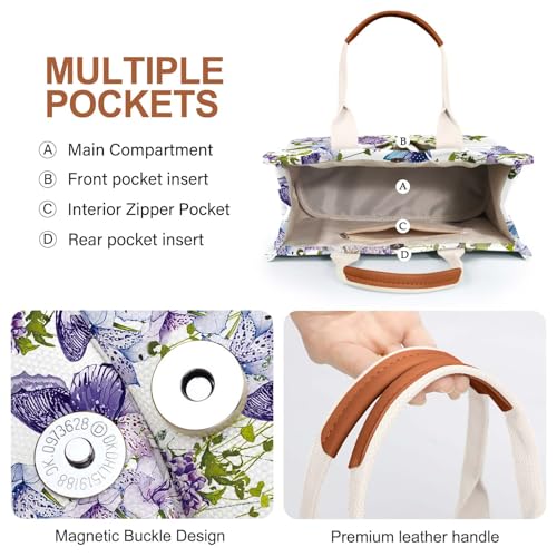 LHMTQVK Canvas Tote Bag for Women, Work & Bible Study Handbag - color: Butterfly