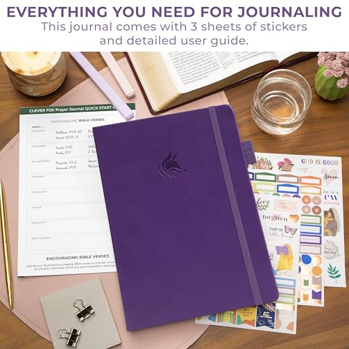 Clever Fox Prayer Journal with Prompts, Bible, Women, Teen, B5 Purple - color: Purple, size: Smaller than A4 (7" x 10")