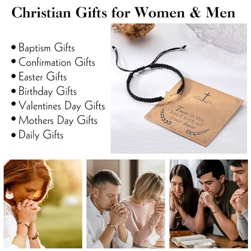 Christian Gifts Cross Bracelet for Men Easter Baptism Religious Gifts for Women Handmade Braided Bracelets Inspirational Confirmation Gifts for Teenage Girl Boys Jewelry - color: Silver, style: Psalm 46:5