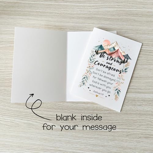 Be Strong and Courageous Card Christian Encouragement Cards Joshua 1:9 Bible Verse Scripture Greeting Gift for Friend Bestie Prayer Partner Pastor Mom Dad Sibling Family Coworker - color: Be Strong And Courageous Joshua 1:9