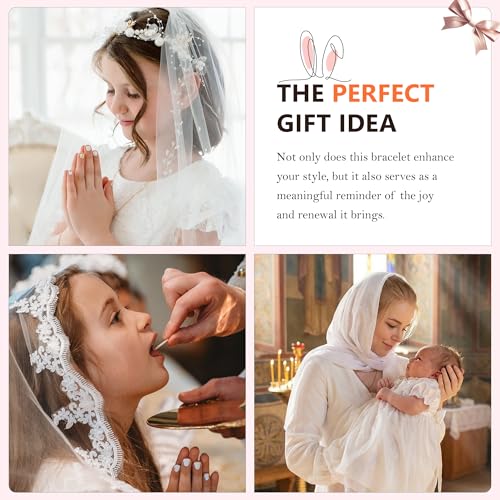 First Communion Confirmation Baptism Godmother Gifts for Teen Girls Women, Catholic Christian Cross Pearl Bracelet - color: Gold, size: ToMyDaughter