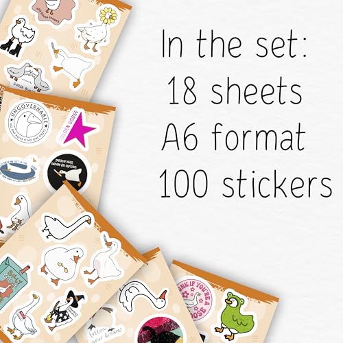 100Pcs Silly Goose Stickers for Water Bottle and Laptop - Funny Goose Party Supplies & Decorations, Goose Themed Gifts, Goose Stuff, Gifts for Women & Men - color: Goose Stickers
