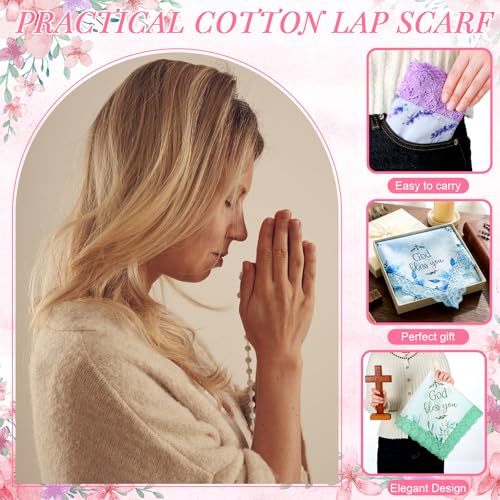 6 Pcs 23'' Church Lap Scarf for Women Christian Handkerchief, God Bless You - style: God Bless You