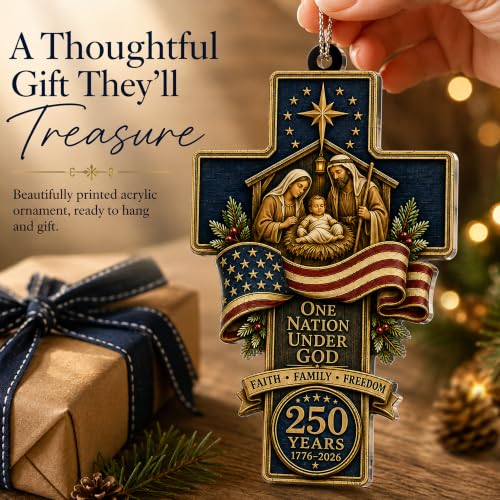 Cross Christmas Tree, Nativity Scene - Nativity Ornament, Christmas Ornaments, Religious Gifts for Women, Catholic Gifts, Jesus Decor, Christmas Decoration, Christian Christmas Ornaments - color: Cross250