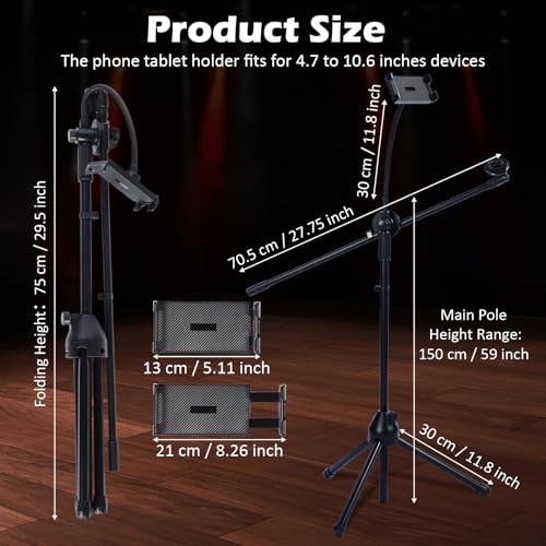 Sherr 2 Pcs Adjustable Microphone Mic Stands Bulk, Mic with Tablet Holder - style: Mic with Tablet Holder