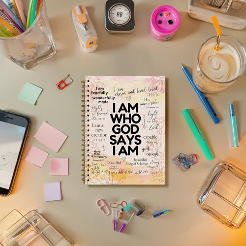 Inspirational Christian Spiral Notebook Journal, Christian Gifts for Women Faith, God Says I Am Bible Verse Notebook Journal for School Office Supplies, 5.5 x 8.3 Inch - color: 17Child