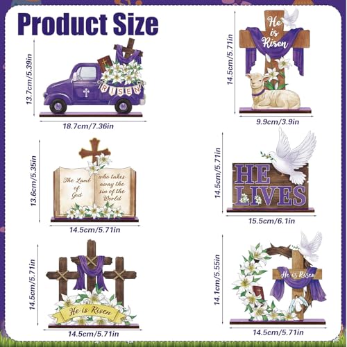 Jansun 6 Pcs He Is Risen Religious Easter Decorations