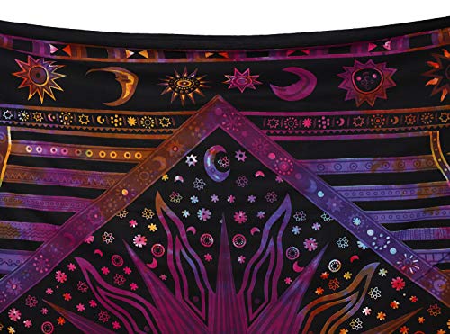 Popular Handicrafts Wall Hanging Tapestry For Bedroom Hippie Sun Moon Bohemian Hippy Psychedelic Design Indian Tapestries Bedspread 84 x 90 Inches (215cm x 230cm) Multicolor - color: Multi Color, size: 90"L x 84"W