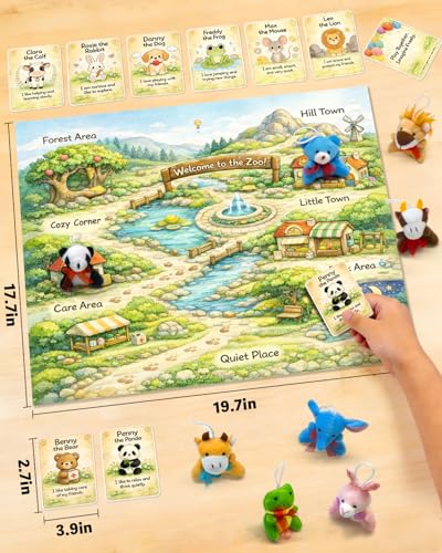 JoyRapt Small Stuffed Animals Storytelling Game for Kids, Creative Pretend Play Toys with Adventure Map & Animal Cards, Imagination & Social Emotional Learning Toy for Preschool Kids - color: Storytelling-16