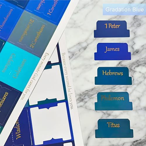 Vorscrin-Laminated Bible Tabs for Women and Men, Gold Foil Lettering Design, Reposition and Large Print Stickers, Bible Study Supplies, 90 Chapters Labels for Easy Navigation(Blue) - color: Blue