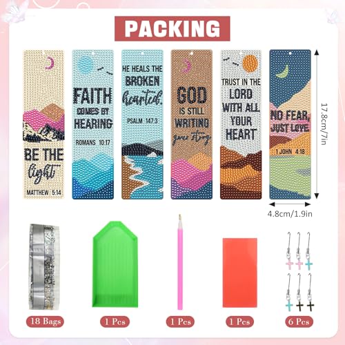 INSYOHO Christian Diamond Art Bookmarks Kit - DIY Diamond Painting Bookmarks with Bible Verses, Religious Bookmark for Adults for Bible Journaling, Prayer & Worship Accessories - color: Multicolor