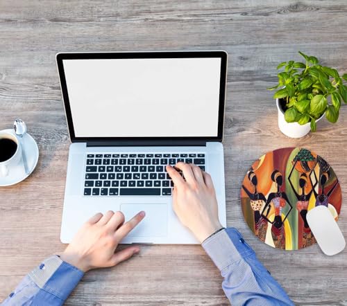 Mouse Pad, Four Sexy African Womens Mouse Pad, Premium-Textured Mouse Mat Round Non-Slip Rubber Base Computer Mousepads for Office Laptop Desk 7.9×7.9×0.12 inches - color: Four Sexy African Womens