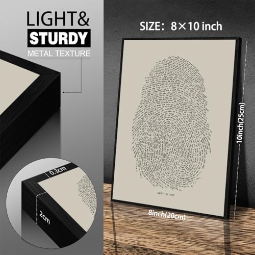 God's Fingerprints Beige Wall Art Christian Thumbprint Jesus Bible Verse Posters 08x10 inch Black Framed Boho Sketch Canvas Prints for Living Room Bedroom Dorm - color: Beige, size: 10.2"L x 8.2"W