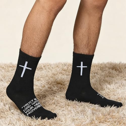 6 Pairs Christian Socks Cross Prayer Socks with Bible Verse,Christian Gift for Man Women Youth Birthday Christmas - color: 3:5-mix