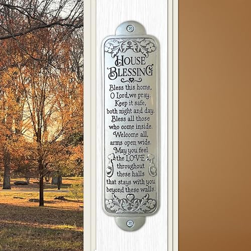 Abbey + CA Gift Home Blessing Entryway Wall Plaque, Religious Metal Home Decor Housewarming Gift, 6"H (House Blessing(silver)) - color: House Blessing(silver)