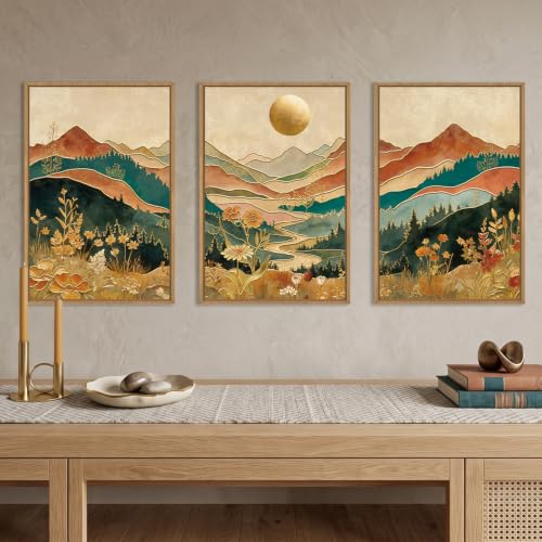 Boho Mountain Colorful Framed Canvas Wall Art -16"x24"x3 - color: Boho Mountain Colorful Wall Art, size: 16"L x 24"W