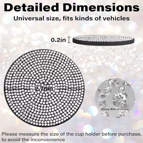 BFXM 4 PCS Bling Cup Holder Coaster, 2.75“ Silicone Diamond Car Coasters - color: White*4