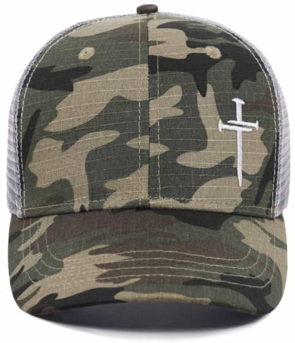 Christian Jesus Cross Hat - Faith Hats for Men Women - Religious Gifts for Thanksgiving Christmas - color: Cross/Camo Green