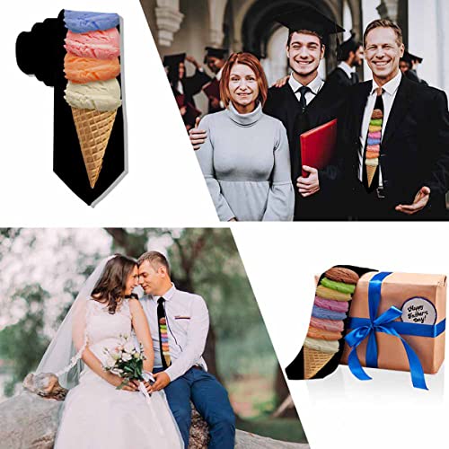 Black Dots Men's Neckties Retro Classic Circle Geometry Men's Tie for Mens Teens Business Work Casual Wedding Party - color: Ice Cream