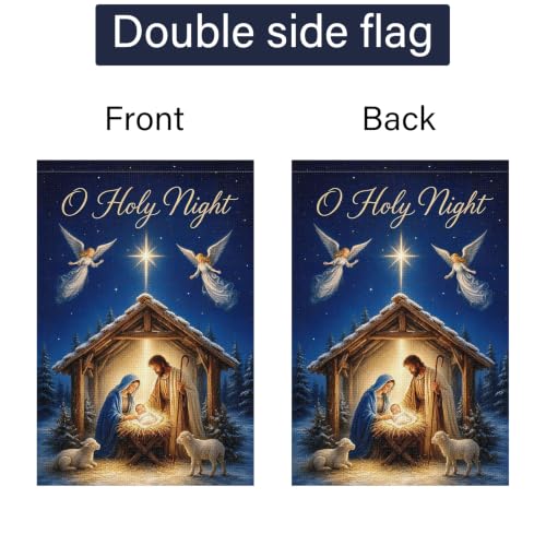 Louise Maelys Christmas Nativity Garden Yard Flag O Holy Night 12x18 Inch